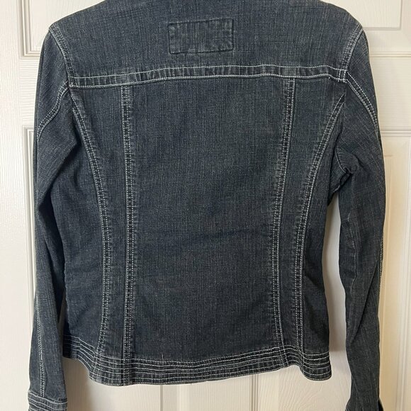 Live a Little Dark blue Jean Jacket, with special stitching, size M - Picture 6 of 7